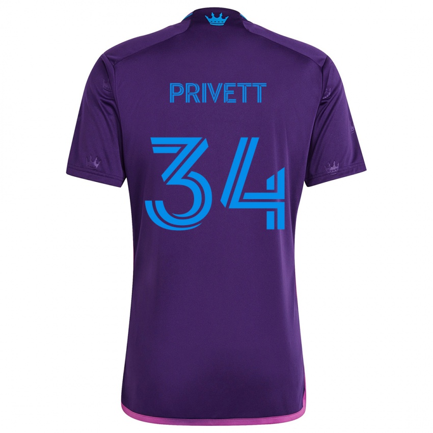 Niño Camiseta Andrew Privett #34 Azul Morado 2ª Equipación 2024/25 La Camisa Perú