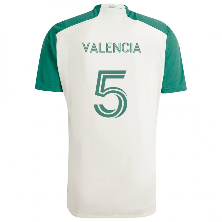 Niño Camiseta Jhojan Valencia #5 Colores Tostados Verde 2ª Equipación 2024/25 La Camisa Perú