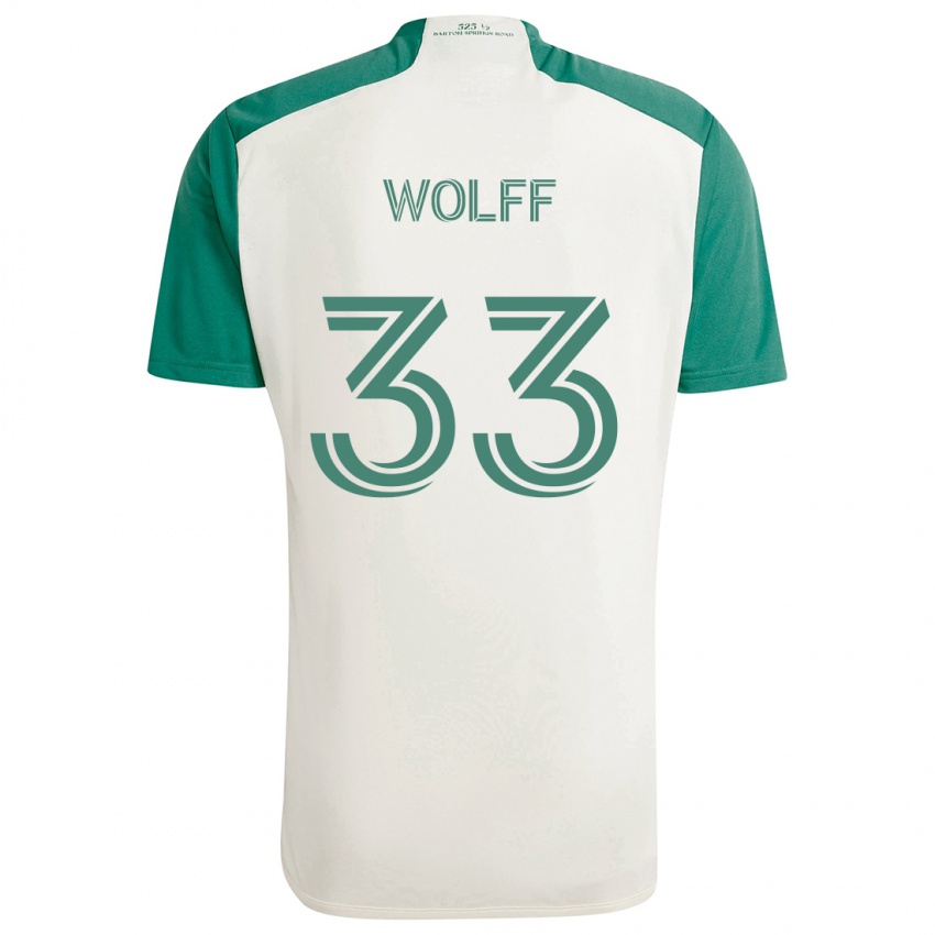 Niño Camiseta Owen Wolff #33 Colores Tostados Verde 2ª Equipación 2024/25 La Camisa Perú