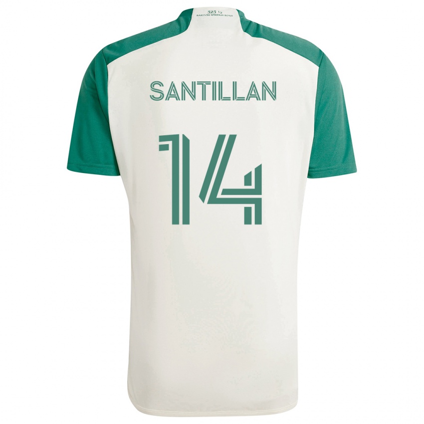 Niño Camiseta Jonathan Santillan #14 Colores Tostados Verde 2ª Equipación 2024/25 La Camisa Perú