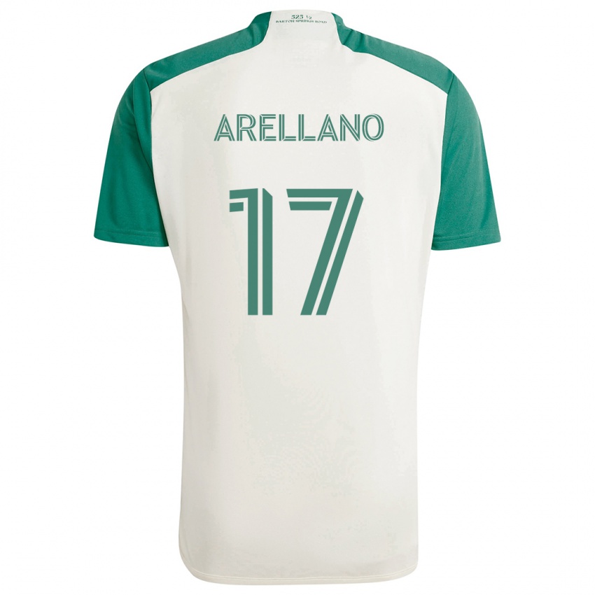 Niño Camiseta Bryan Arellano #17 Colores Tostados Verde 2ª Equipación 2024/25 La Camisa Perú