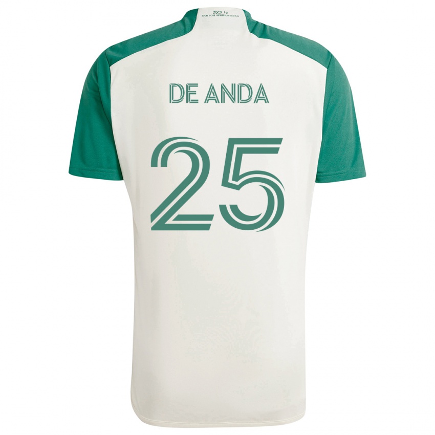 Niño Camiseta Anthony De Anda #25 Colores Tostados Verde 2ª Equipación 2024/25 La Camisa Perú