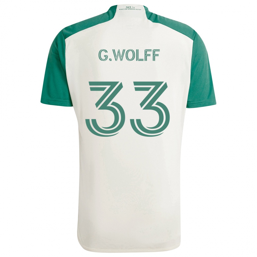 Niño Camiseta Gavin Wolff #33 Colores Tostados Verde 2ª Equipación 2024/25 La Camisa Perú