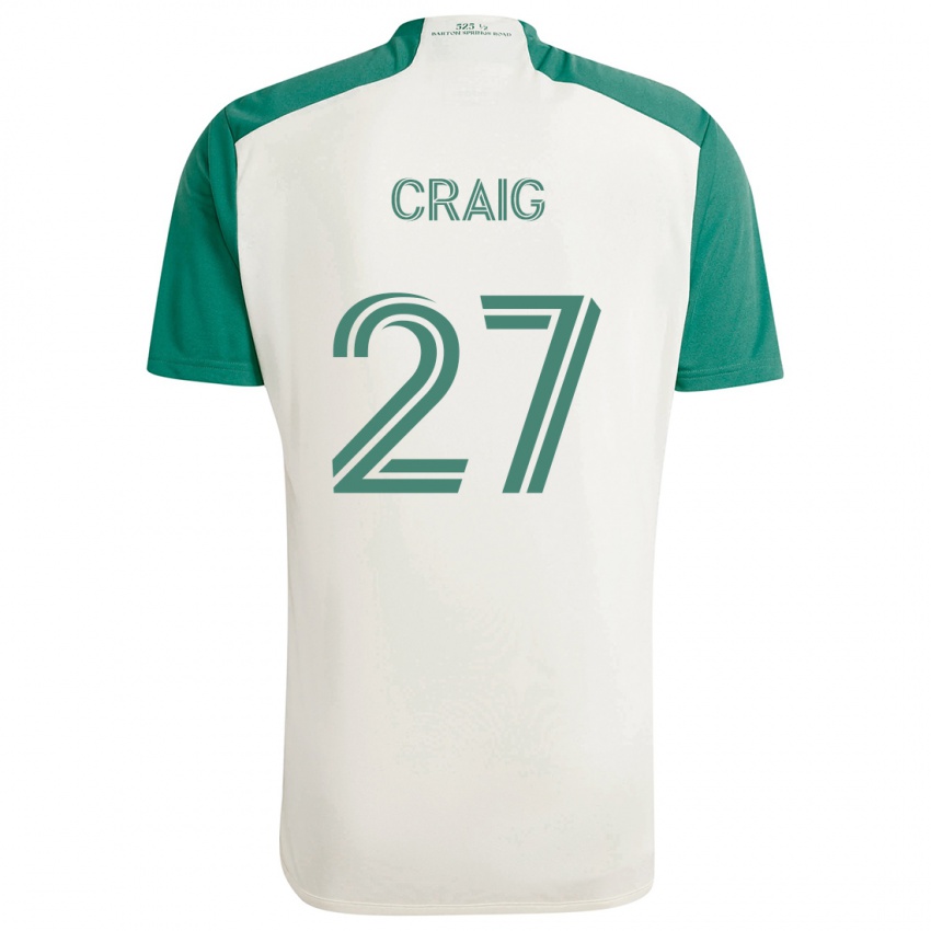 Niño Camiseta Brandan Craig #27 Colores Tostados Verde 2ª Equipación 2024/25 La Camisa Perú