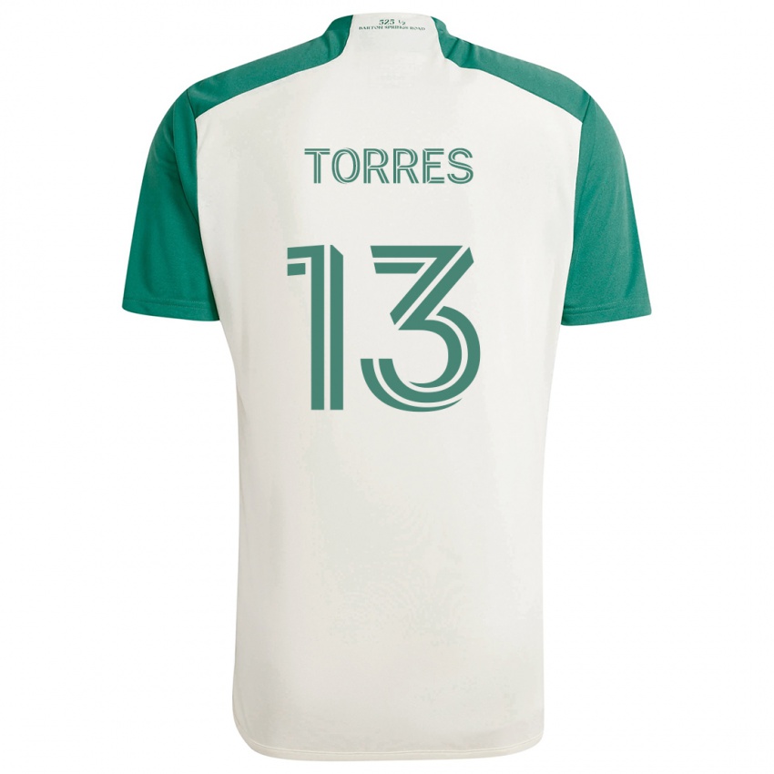 Niño Camiseta Leo Torres #13 Colores Tostados Verde 2ª Equipación 2024/25 La Camisa Perú