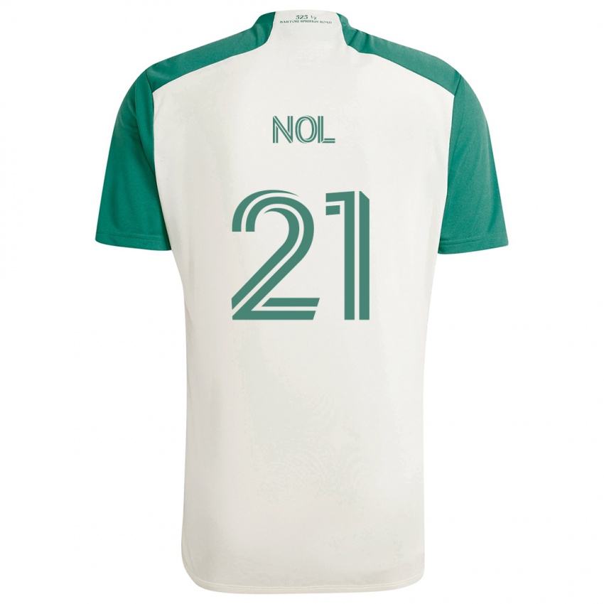 Niño Camiseta Valentin Noël #21 Colores Tostados Verde 2ª Equipación 2024/25 La Camisa Perú