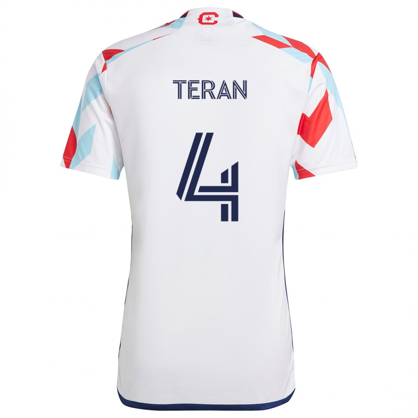 Niño Camiseta Carlos Terán #4 Blanco Rojo Azul 2ª Equipación 2024/25 La Camisa Perú