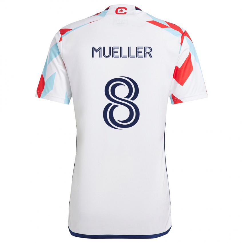 Niño Camiseta Chris Mueller #8 Blanco Rojo Azul 2ª Equipación 2024/25 La Camisa Perú