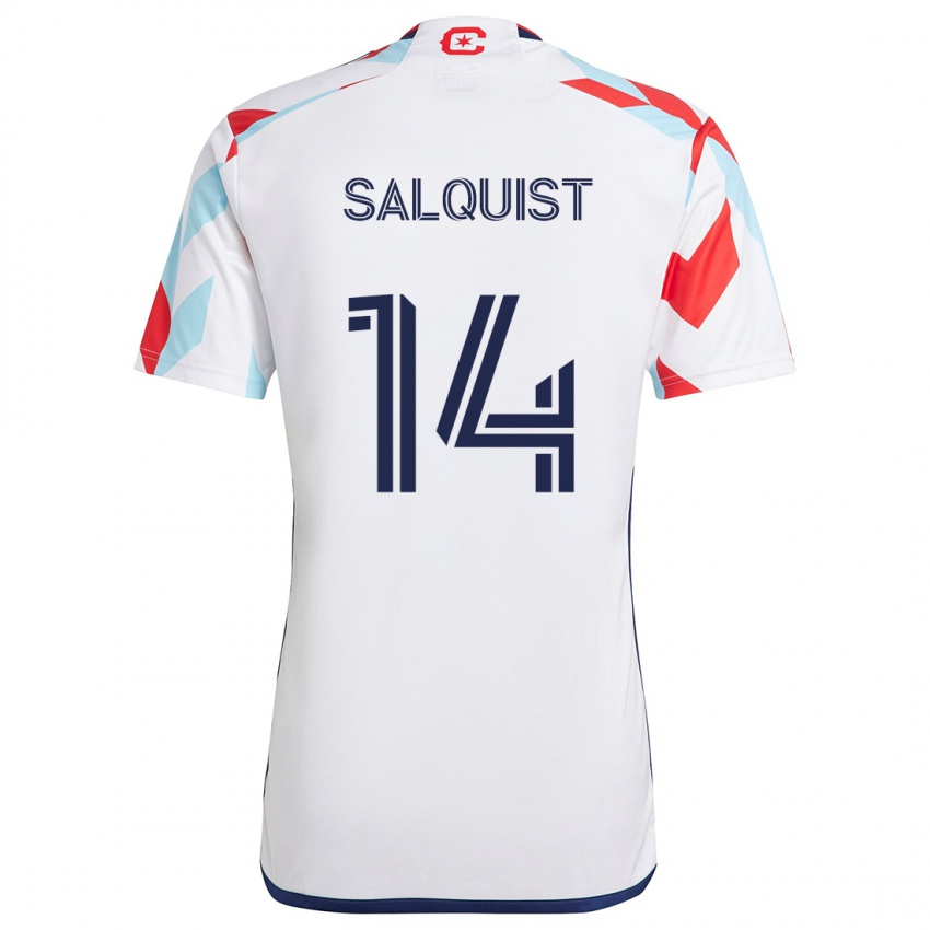 Niño Camiseta Tobias Salquist #14 Blanco Rojo Azul 2ª Equipación 2024/25 La Camisa Perú