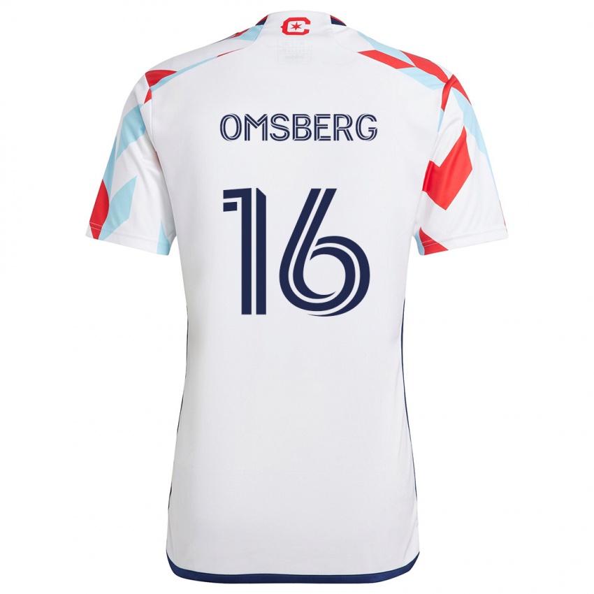 Niño Camiseta Wyatt Omsberg #16 Blanco Rojo Azul 2ª Equipación 2024/25 La Camisa Perú