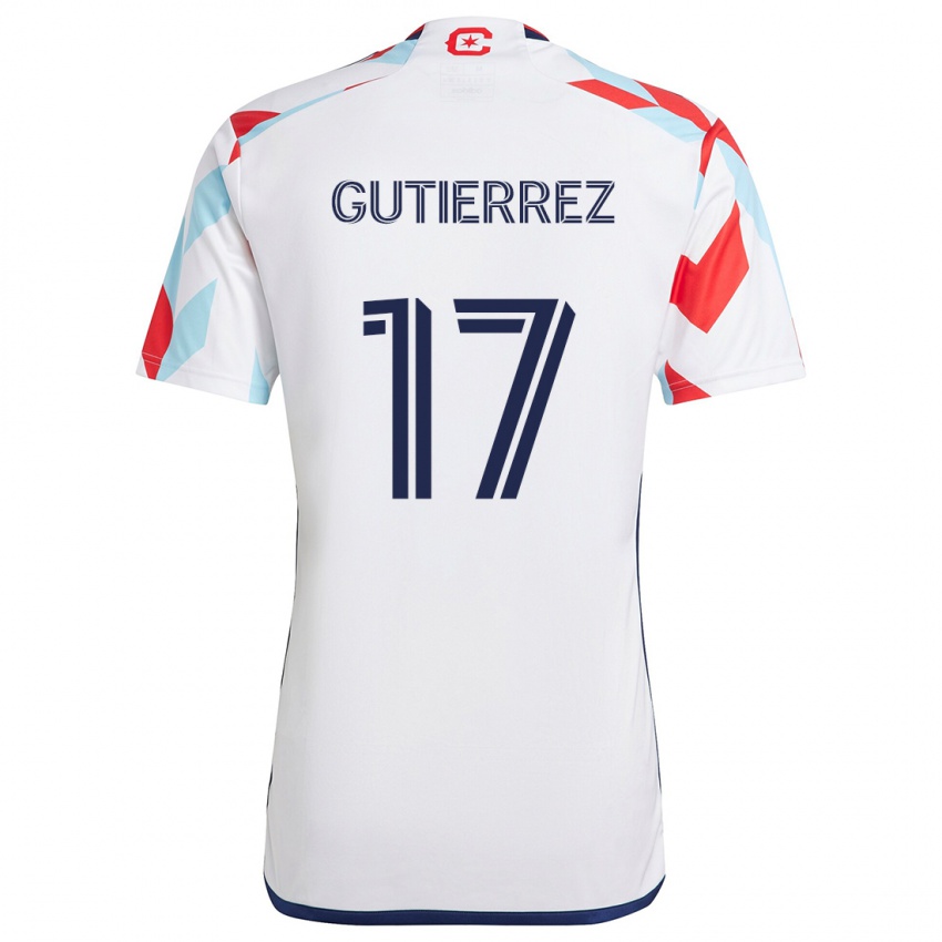 Niño Camiseta Brian Gutiérrez #17 Blanco Rojo Azul 2ª Equipación 2024/25 La Camisa Perú