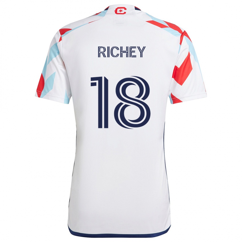 Niño Camiseta Spencer Richey #18 Blanco Rojo Azul 2ª Equipación 2024/25 La Camisa Perú