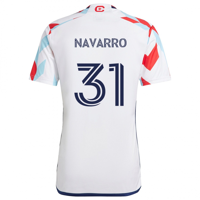 Niño Camiseta Federico Navarro #31 Blanco Rojo Azul 2ª Equipación 2024/25 La Camisa Perú