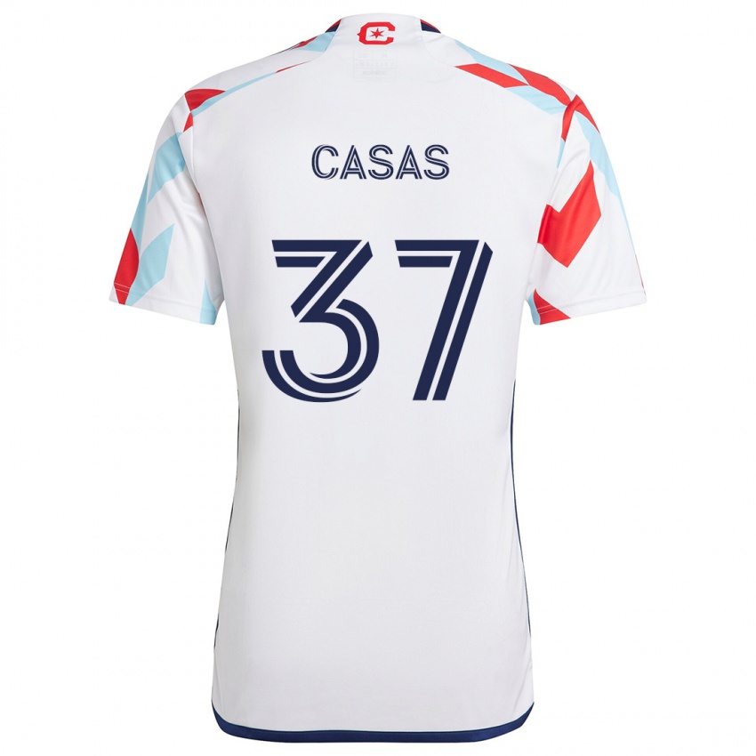 Niño Camiseta Javier Casas #37 Blanco Rojo Azul 2ª Equipación 2024/25 La Camisa Perú