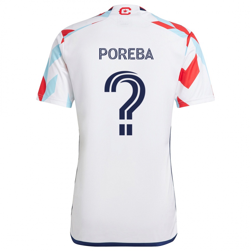 Niño Camiseta David Poreba #0 Blanco Rojo Azul 2ª Equipación 2024/25 La Camisa Perú