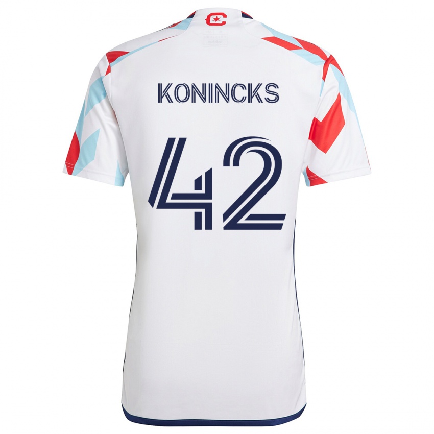 Niño Camiseta Diego Konincks #42 Blanco Rojo Azul 2ª Equipación 2024/25 La Camisa Perú