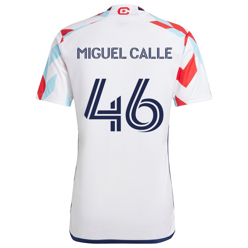 Niño Camiseta Juan Miguel Calle #46 Blanco Rojo Azul 2ª Equipación 2024/25 La Camisa Perú