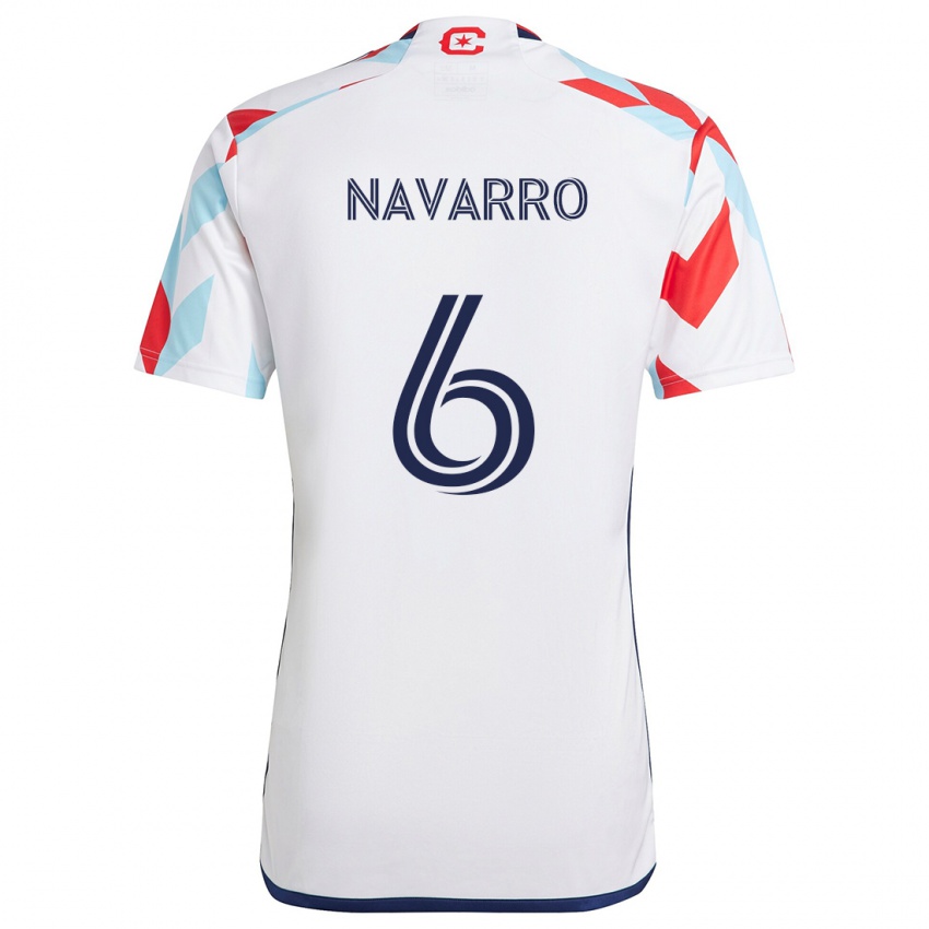 Niño Camiseta Miguel Navarro #6 Blanco Rojo Azul 2ª Equipación 2024/25 La Camisa Perú