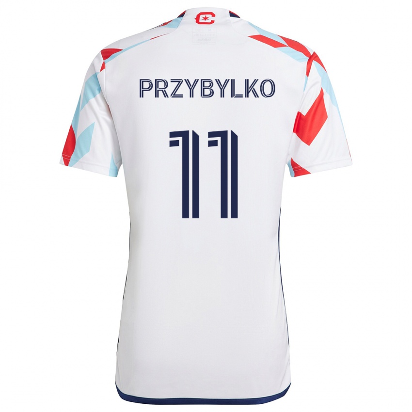 Niño Camiseta Kacper Przybylko #11 Blanco Rojo Azul 2ª Equipación 2024/25 La Camisa Perú