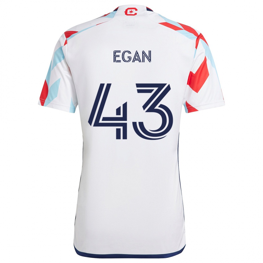 Niño Camiseta Noah Egan #43 Blanco Rojo Azul 2ª Equipación 2024/25 La Camisa Perú