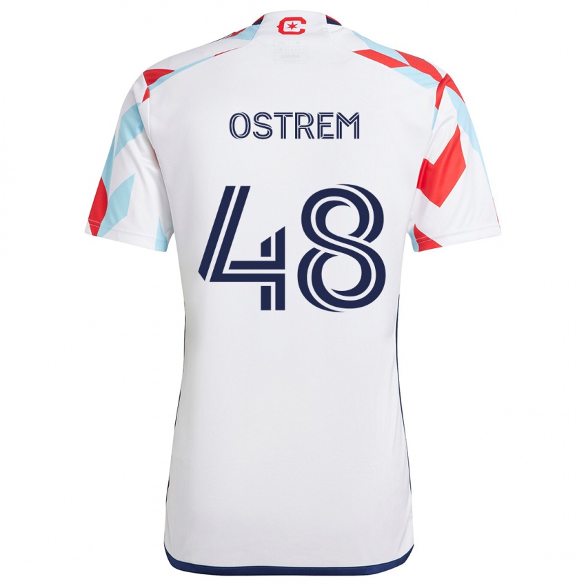 Niño Camiseta Charlie Ostrem #48 Blanco Rojo Azul 2ª Equipación 2024/25 La Camisa Perú