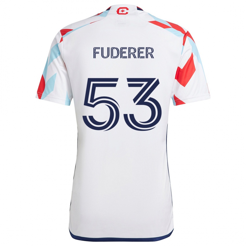 Niño Camiseta Jake Fuderer #53 Blanco Rojo Azul 2ª Equipación 2024/25 La Camisa Perú