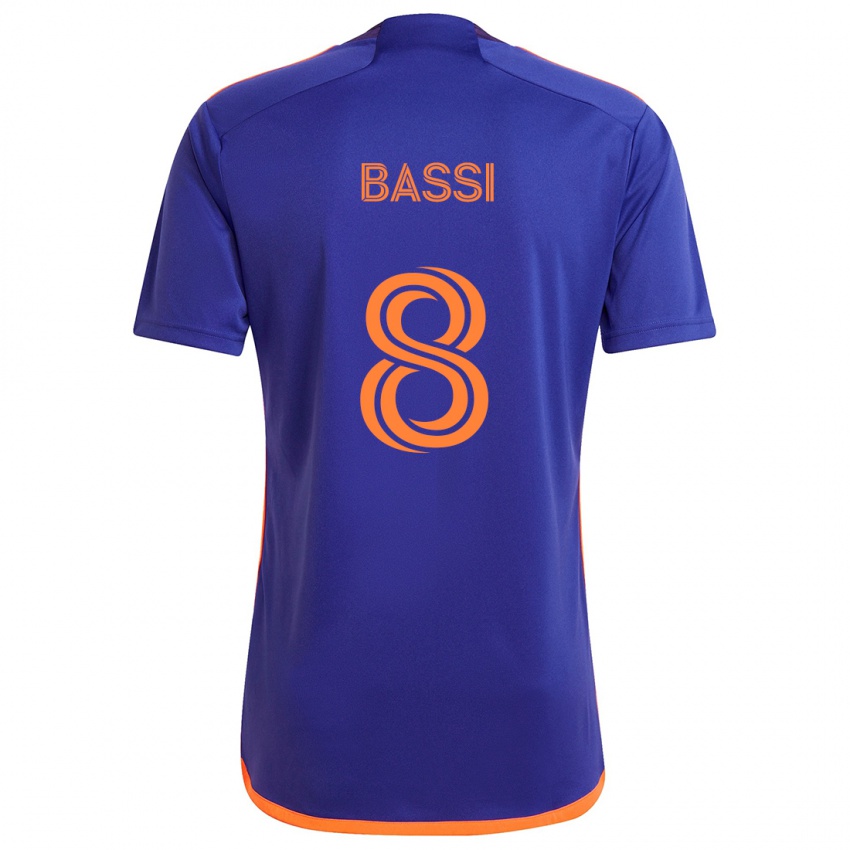 Niño Camiseta Amine Bassi #8 Púrpura Naranja 2ª Equipación 2024/25 La Camisa Perú