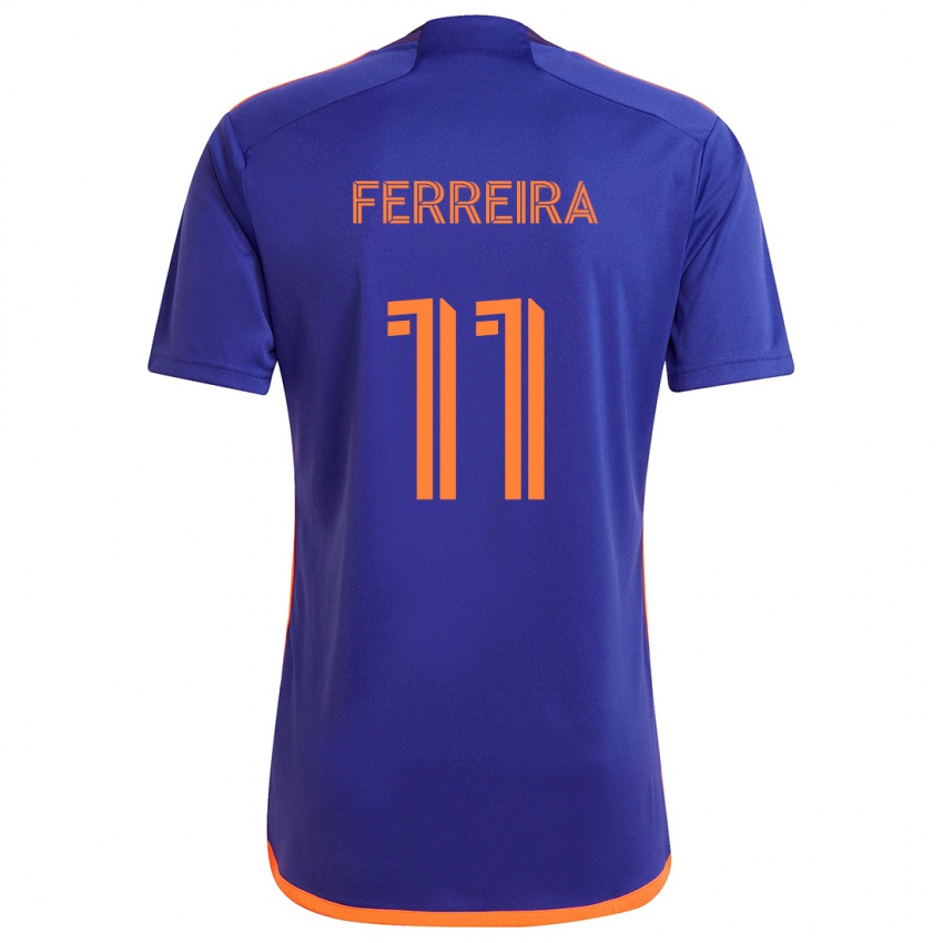 Niño Camiseta Sebastián Ferreira #11 Púrpura Naranja 2ª Equipación 2024/25 La Camisa Perú