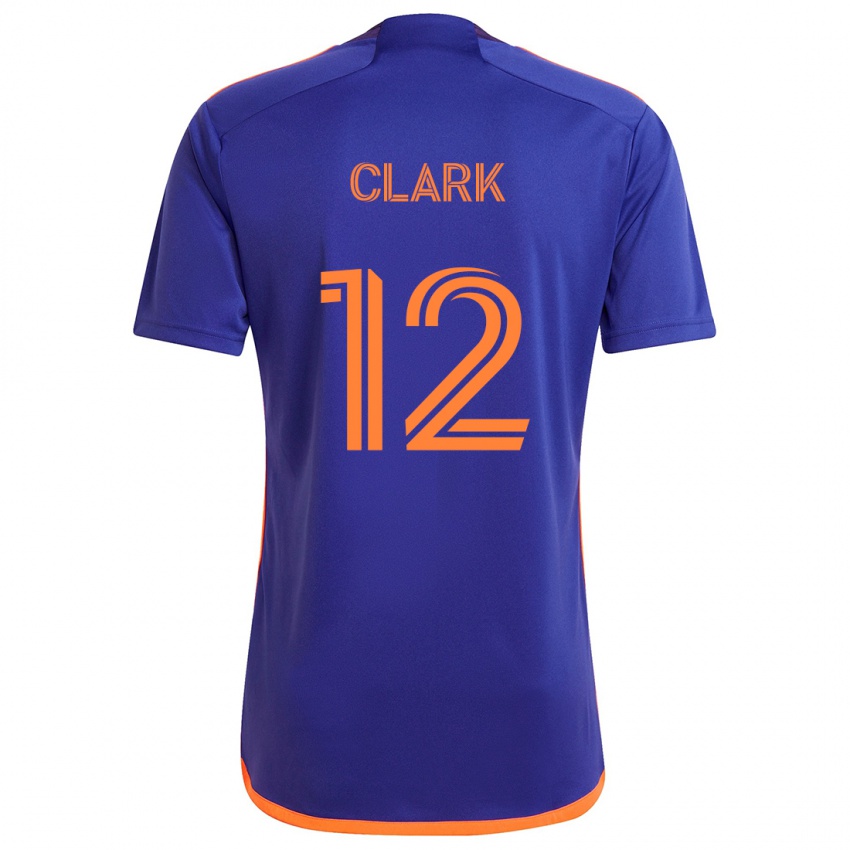 Niño Camiseta Steve Clark #12 Púrpura Naranja 2ª Equipación 2024/25 La Camisa Perú