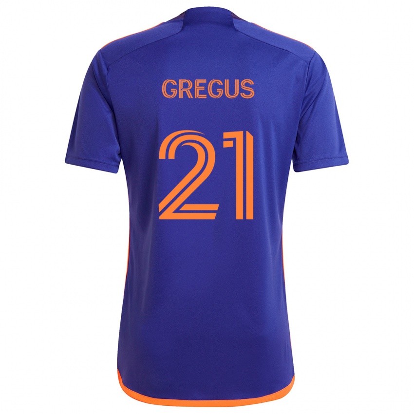 Niño Camiseta Ján Gregus #21 Púrpura Naranja 2ª Equipación 2024/25 La Camisa Perú