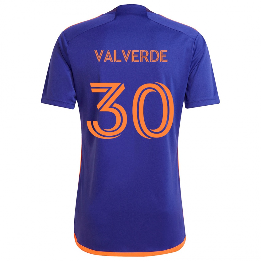 Niño Camiseta Jefferson Valverde #30 Púrpura Naranja 2ª Equipación 2024/25 La Camisa Perú