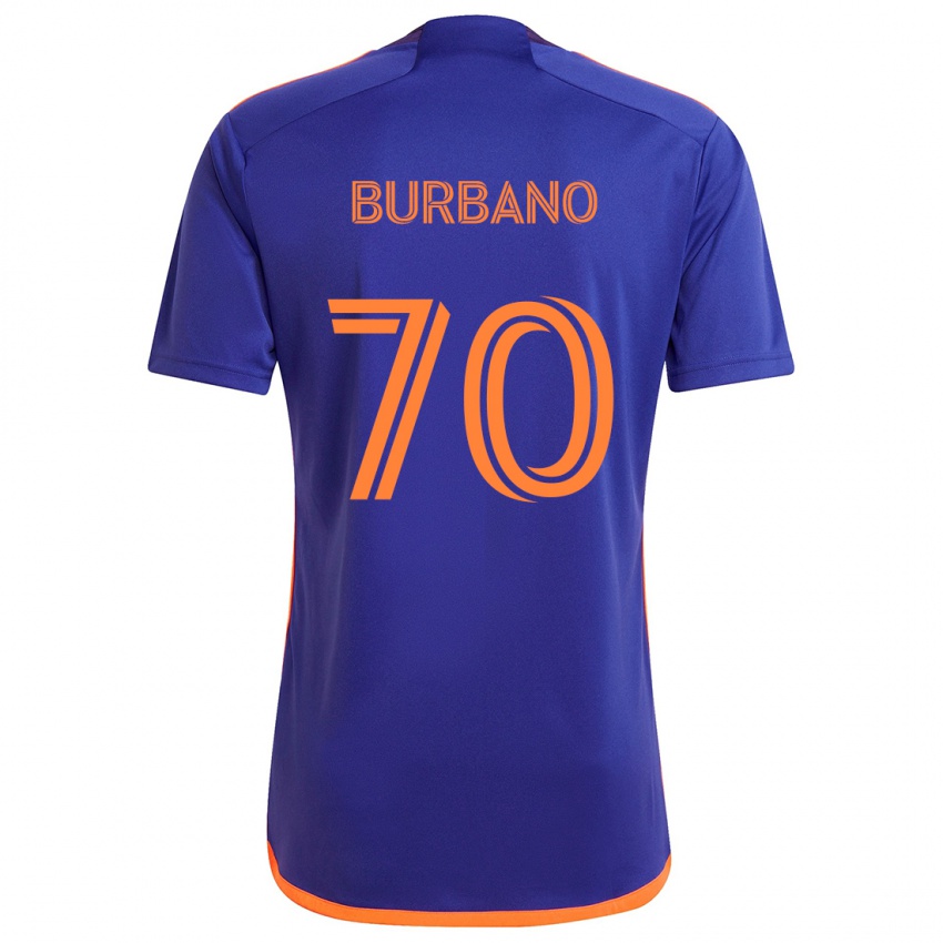 Niño Camiseta Jordy Burbano #70 Púrpura Naranja 2ª Equipación 2024/25 La Camisa Perú