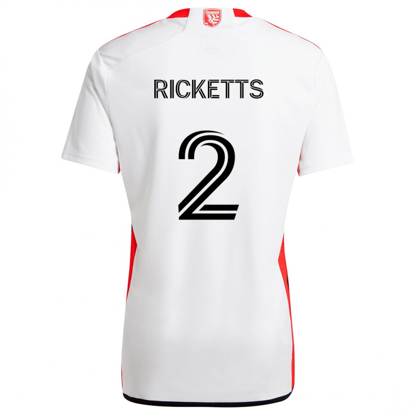 Niño Camiseta Jamar Ricketts #2 Blanco Rojo 2ª Equipación 2024/25 La Camisa Perú