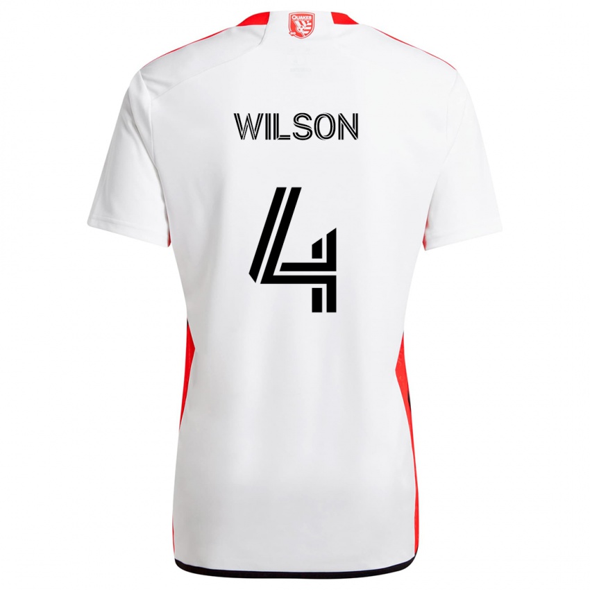 Niño Camiseta Bruno Wilson #4 Blanco Rojo 2ª Equipación 2024/25 La Camisa Perú