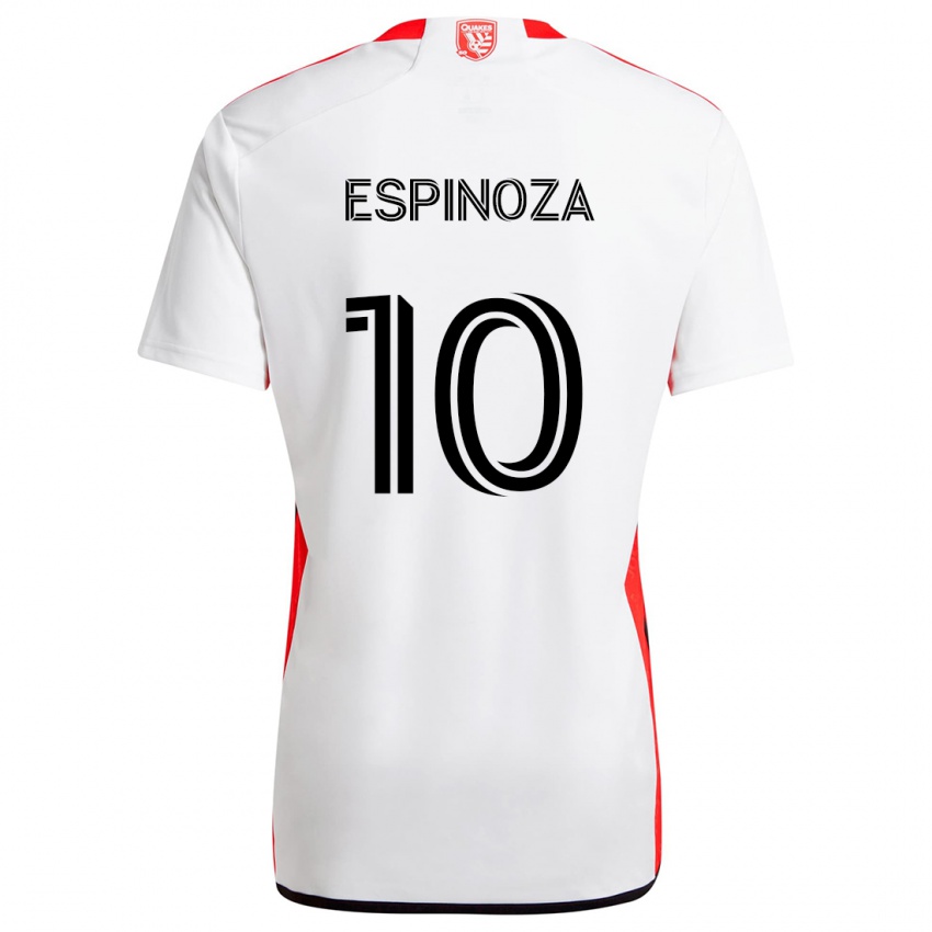 Niño Camiseta Cristian Espinoza #10 Blanco Rojo 2ª Equipación 2024/25 La Camisa Perú