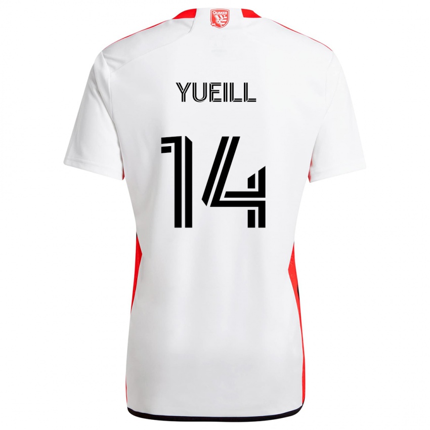 Niño Camiseta Jackson Yueill #14 Blanco Rojo 2ª Equipación 2024/25 La Camisa Perú