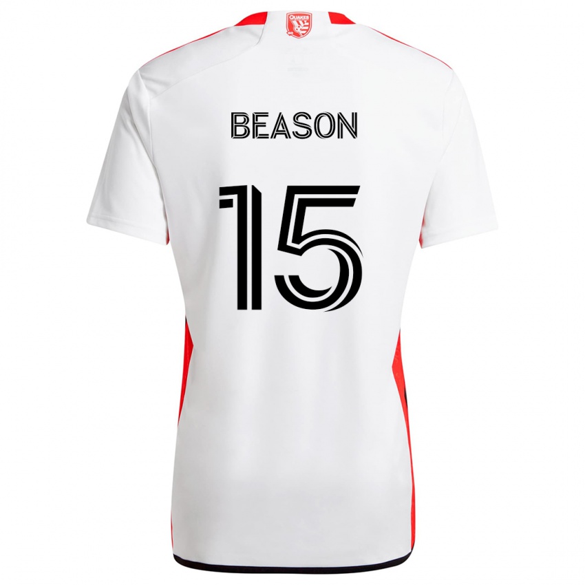 Niño Camiseta Tanner Beason #15 Blanco Rojo 2ª Equipación 2024/25 La Camisa Perú