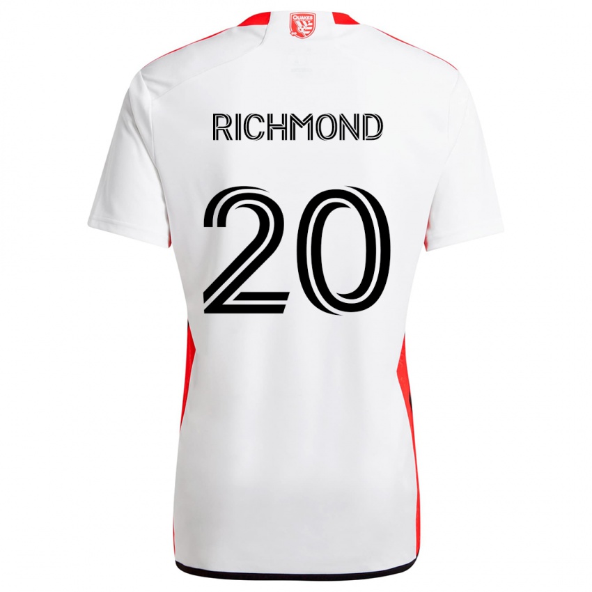 Niño Camiseta Will Richmond #20 Blanco Rojo 2ª Equipación 2024/25 La Camisa Perú