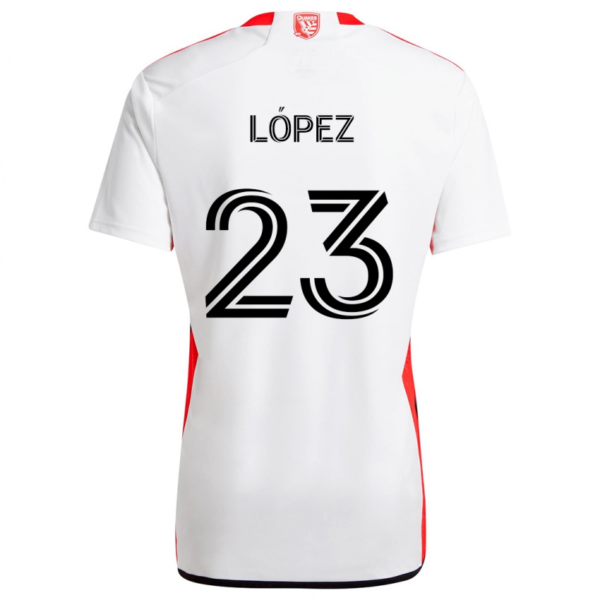 Niño Camiseta Hernán López #23 Blanco Rojo 2ª Equipación 2024/25 La Camisa Perú