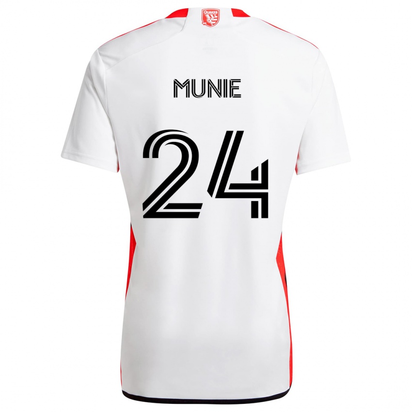 Niño Camiseta Daniel Munie #24 Blanco Rojo 2ª Equipación 2024/25 La Camisa Perú