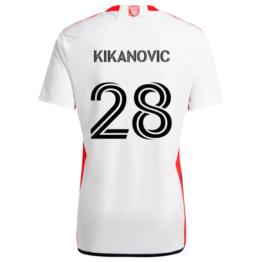 Niño Camiseta Benjamin Kikanovic #28 Blanco Rojo 2ª Equipación 2024/25 La Camisa Perú