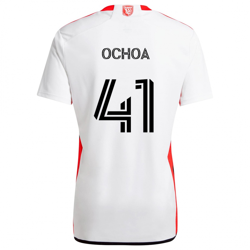 Niño Camiseta Emmanuel Ochoa #41 Blanco Rojo 2ª Equipación 2024/25 La Camisa Perú