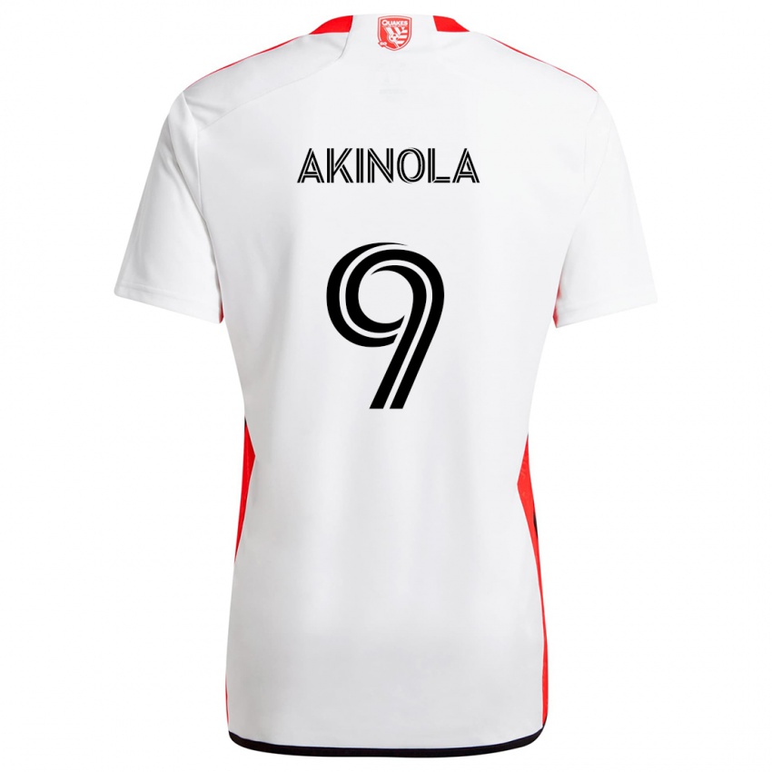 Niño Camiseta Ayo Akinola #9 Blanco Rojo 2ª Equipación 2024/25 La Camisa Perú