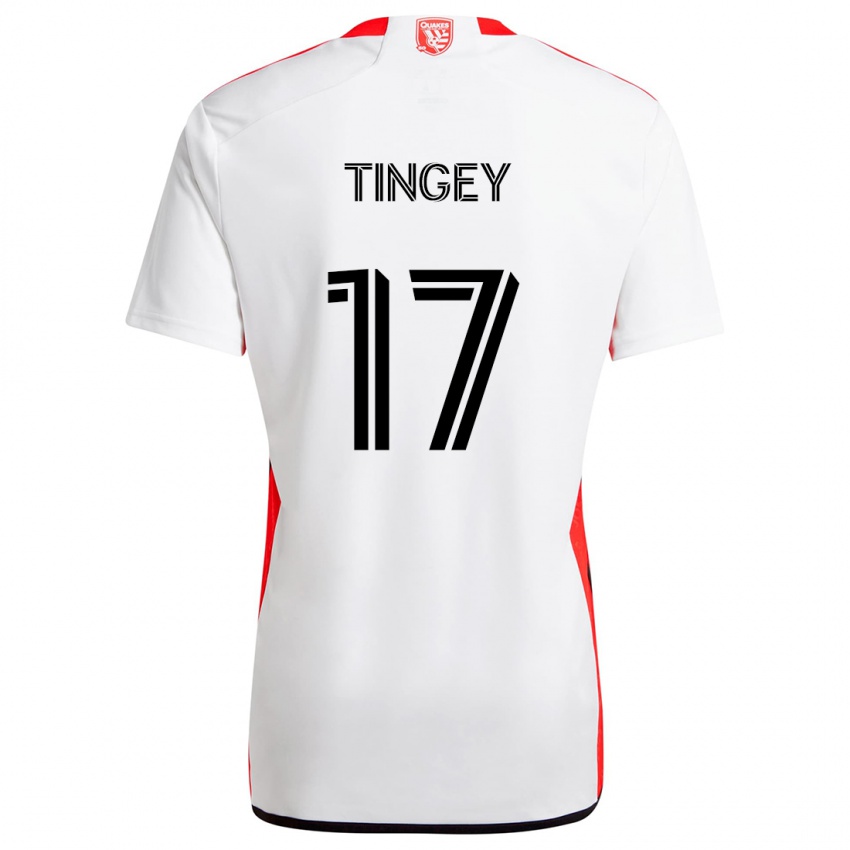 Niño Camiseta Keegan Tingey #17 Blanco Rojo 2ª Equipación 2024/25 La Camisa Perú