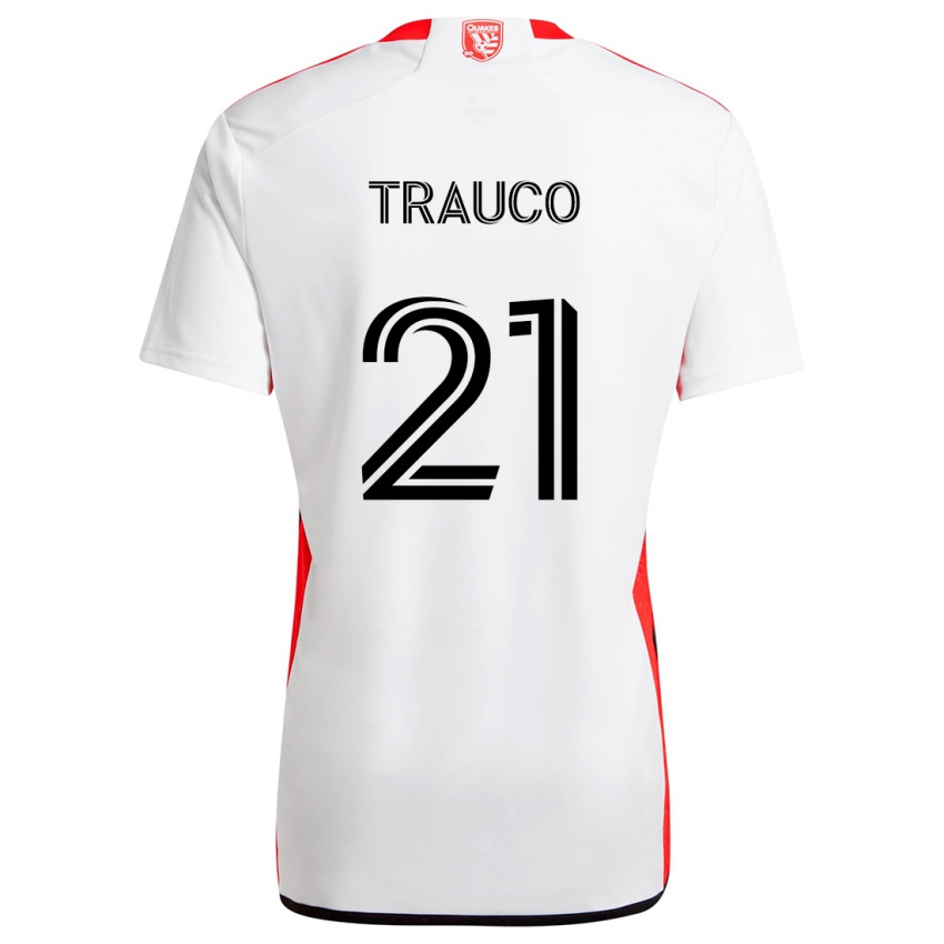 Niño Camiseta Miguel Trauco #21 Blanco Rojo 2ª Equipación 2024/25 La Camisa Perú