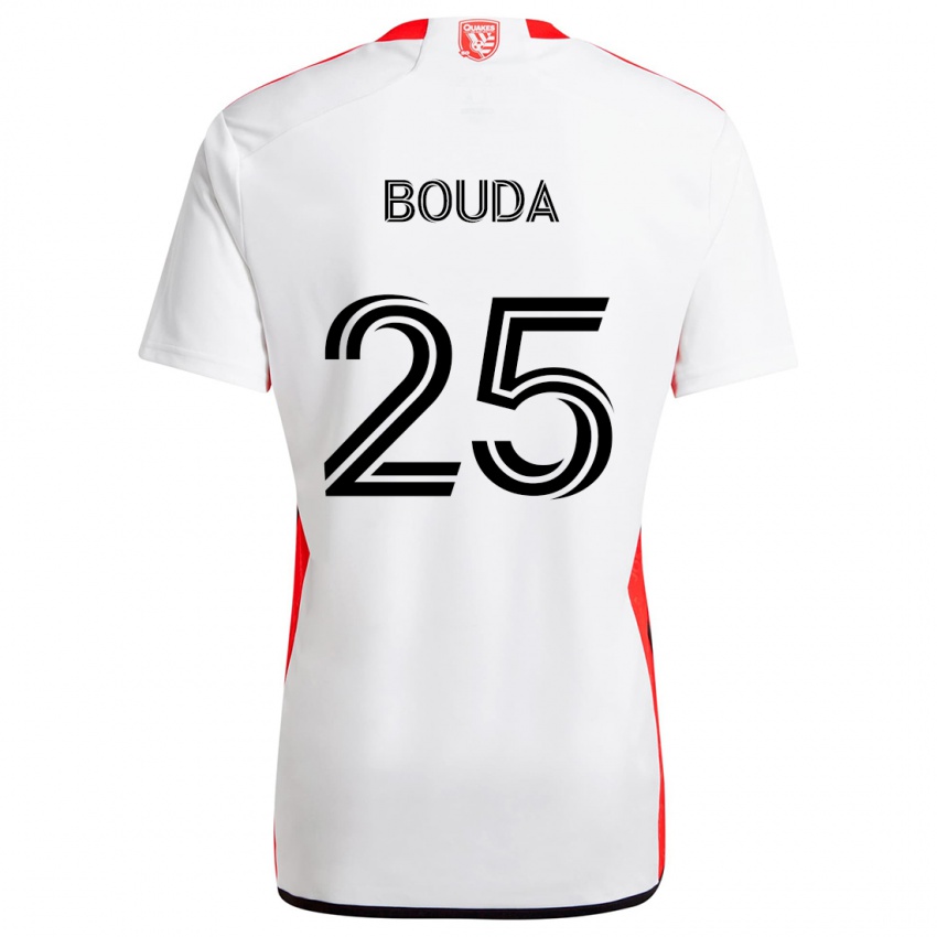 Niño Camiseta Ousseni Bouda #25 Blanco Rojo 2ª Equipación 2024/25 La Camisa Perú