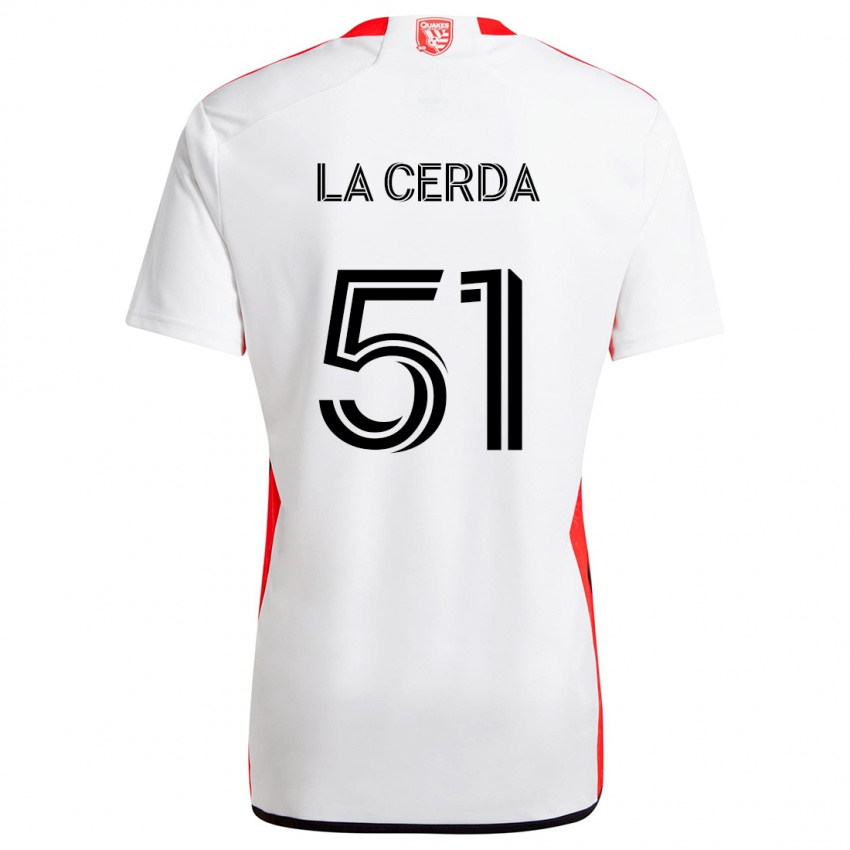 Niño Camiseta Eric De La Cerda #51 Blanco Rojo 2ª Equipación 2024/25 La Camisa Perú