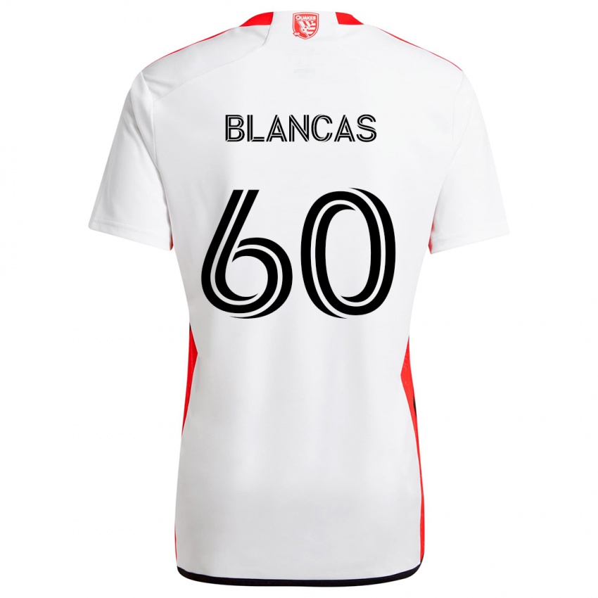 Niño Camiseta Eduardo Blancas #60 Blanco Rojo 2ª Equipación 2024/25 La Camisa Perú