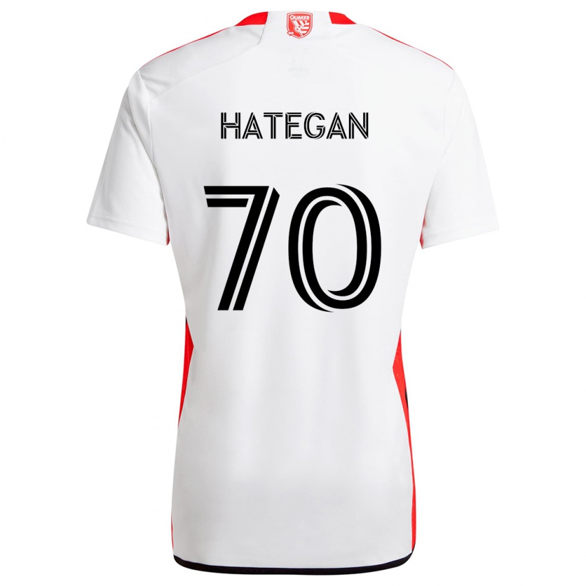 Niño Camiseta Roberto Hategan #70 Blanco Rojo 2ª Equipación 2024/25 La Camisa Perú