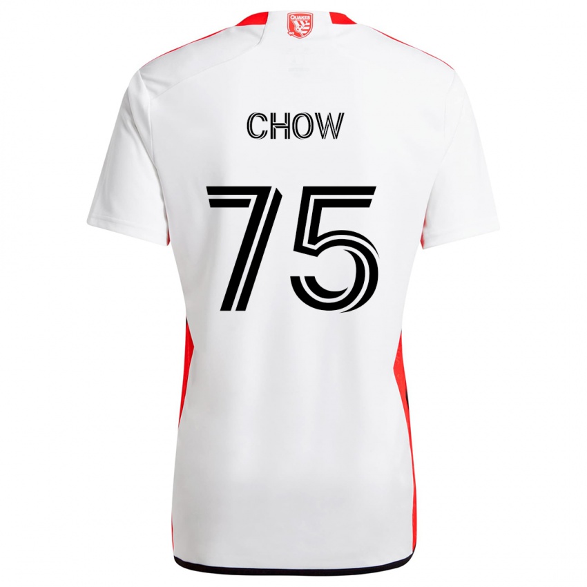 Niño Camiseta Alex Chow #75 Blanco Rojo 2ª Equipación 2024/25 La Camisa Perú